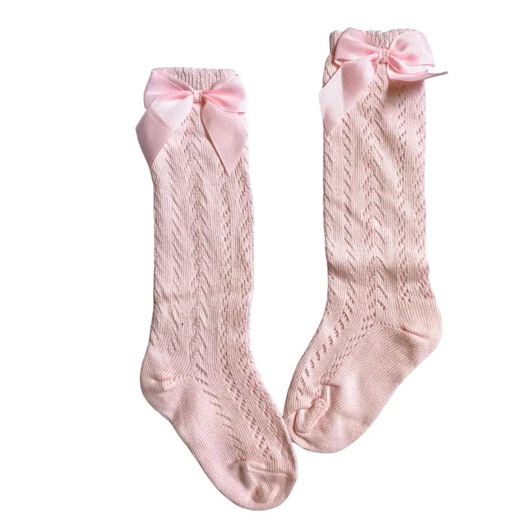 Calcetas Caladas Moño Rosa % elbauldecleo %
