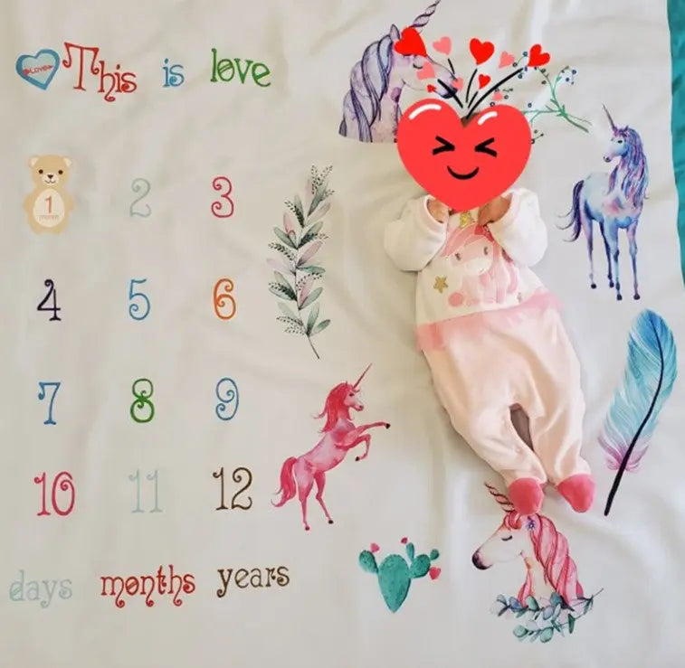 Tapete para Fotos Meses Bebé Unicornio % elbauldecleo %