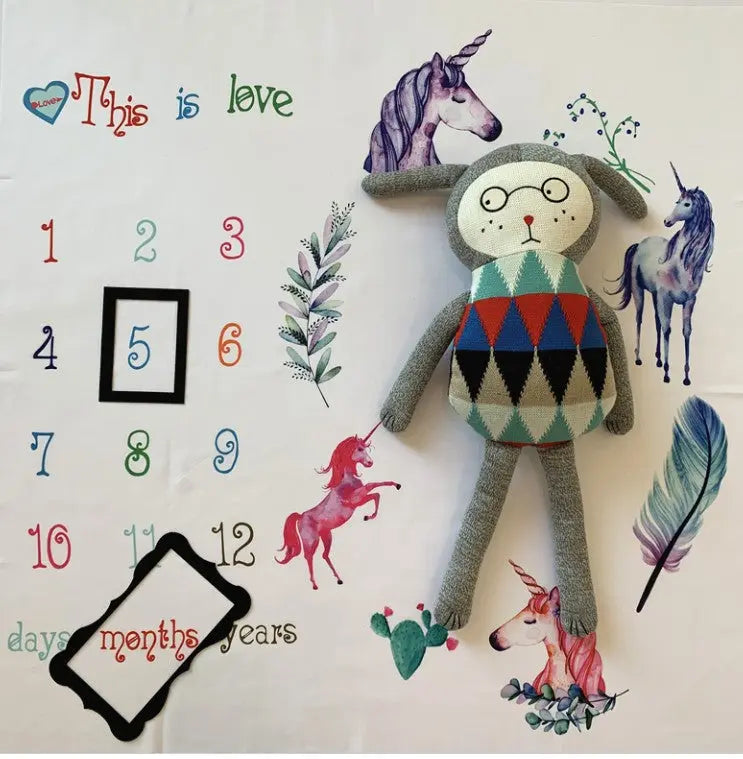 Tapete para Fotos Meses Bebé Unicornio % elbauldecleo %