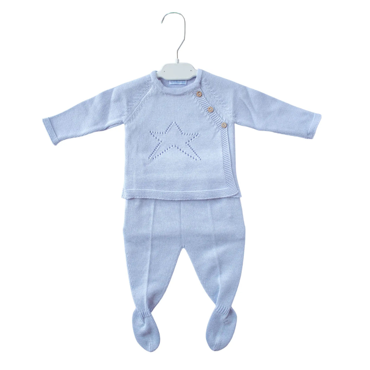 Conjunto Tejido Estrella Azul Cielo % elbauldecleo %