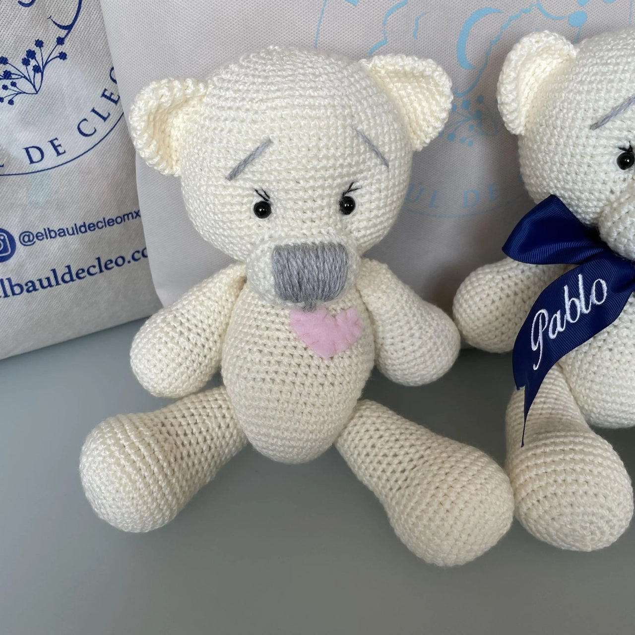 Osito Crochet Blanco % elbauldecleo %