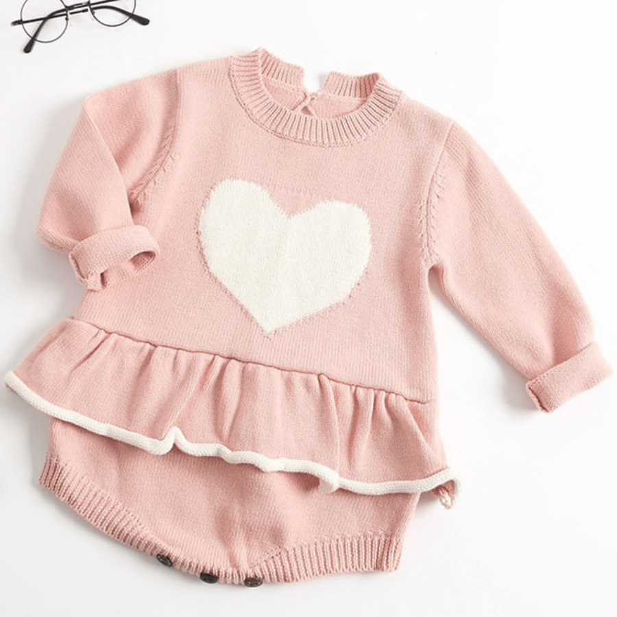 Romper Tejido Rosa con Corazon % elbauldecleo %