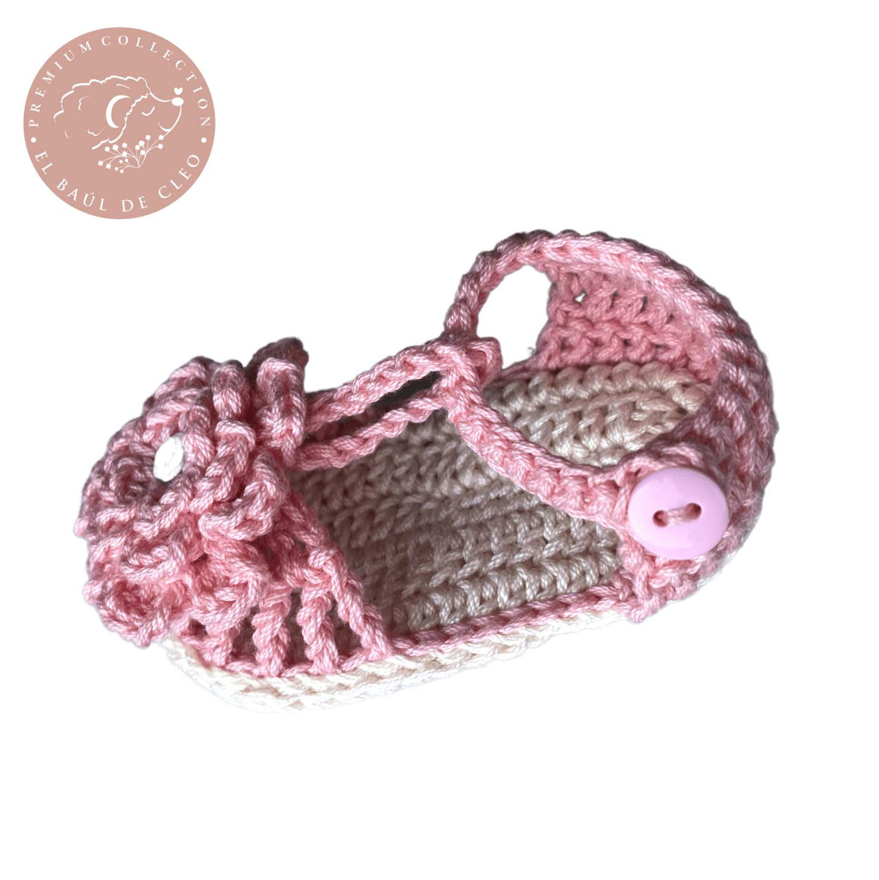 Sandalia Crochet Camelia Rosa % elbauldecleo %