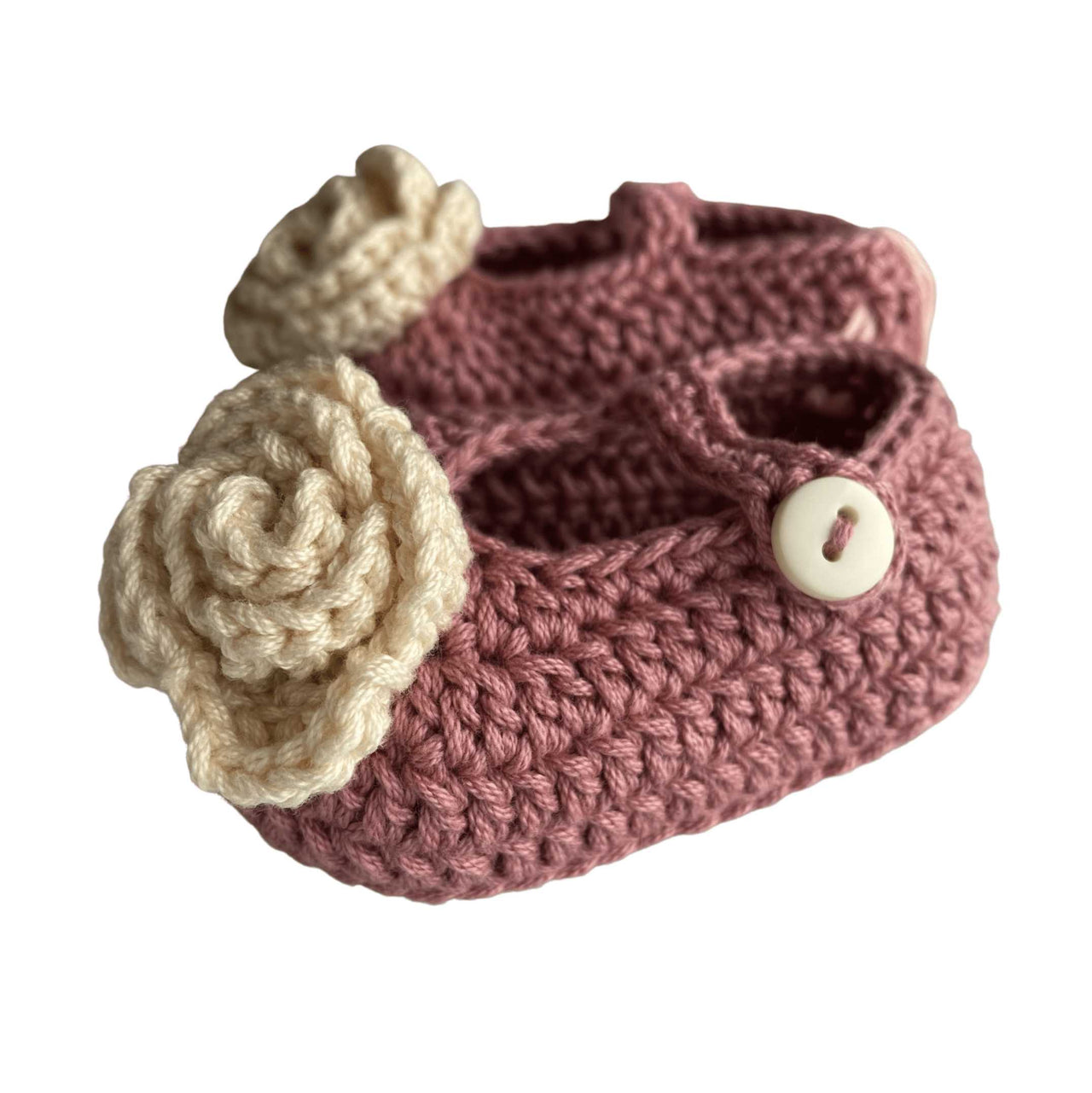 Zapatos Tejidos Crochet Camelia Cereza % elbauldecleo %